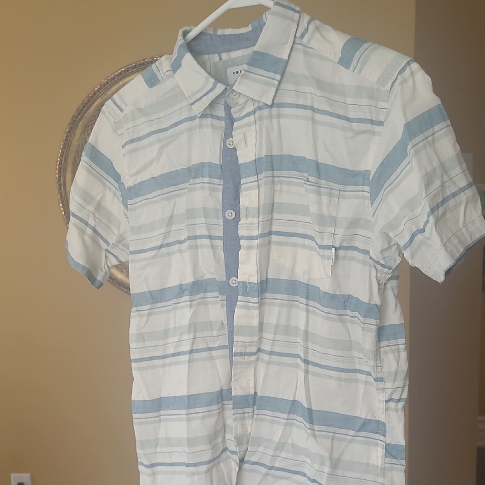 Blue and White Striped Boys Shirt